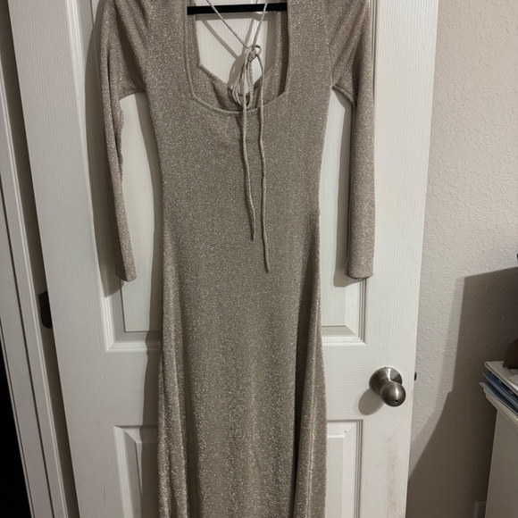 COPY - NWT Misa Los Angeles Nika Cutout Knit Dress in Gold Metallic Size: Medium - Picture 4 of 6